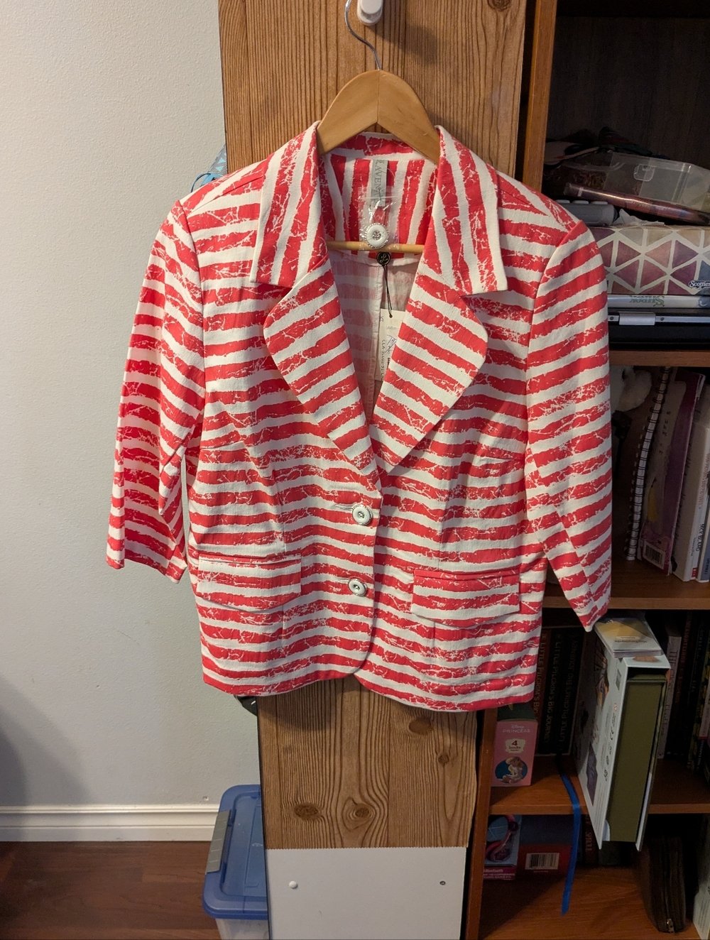 Coral Striped Blazer